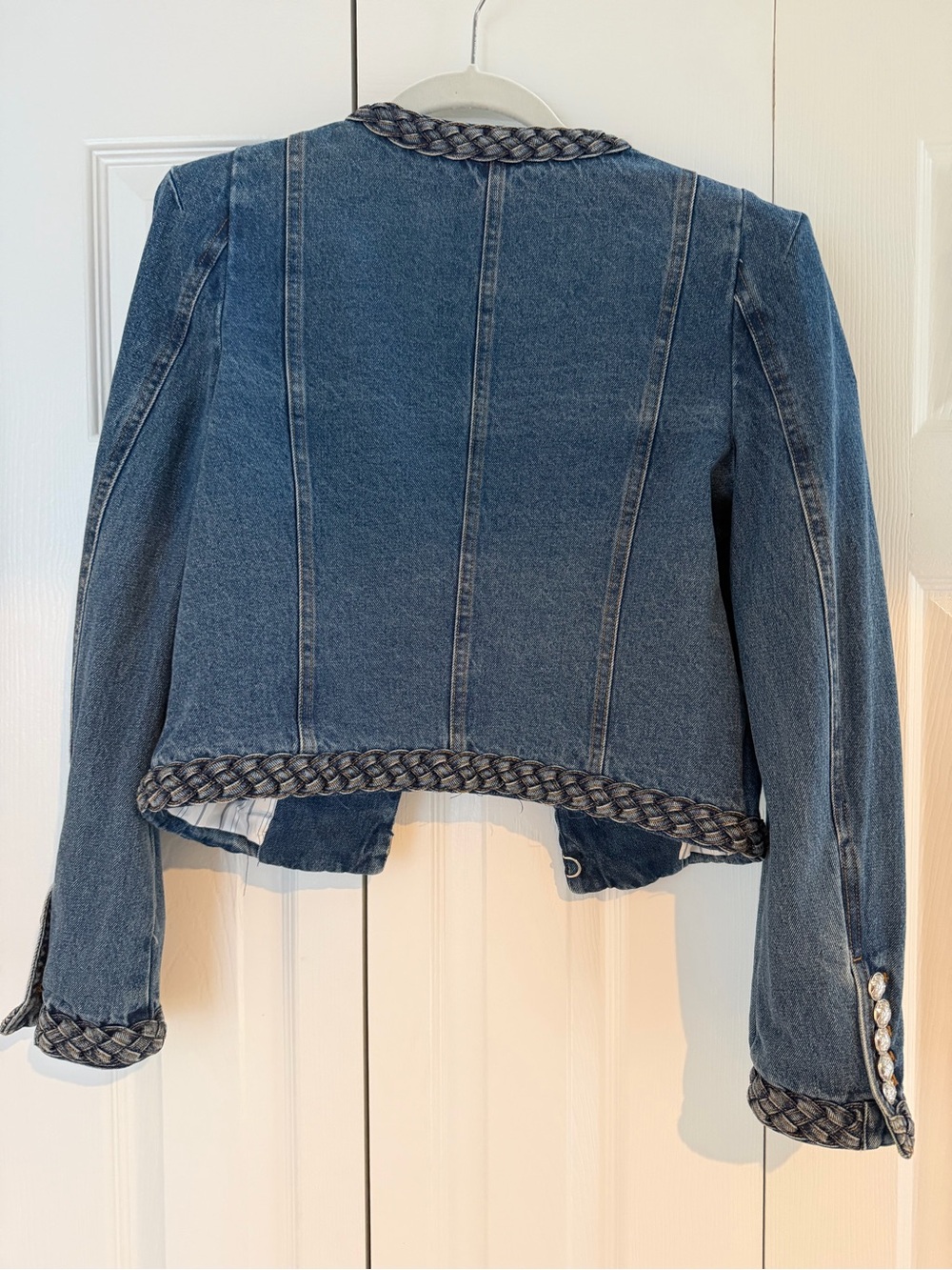Veronica Beard Braided-Trim Denim Jacket in Blue - Picture 3 of 3